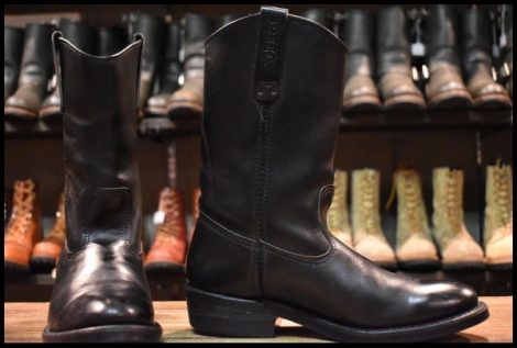 【7.5E 良品 羽タグ 02年】レッドウィング 8155 ペコス 黒 ブラッククローム プルオン ブーツ redwing pecos HOPESMORE