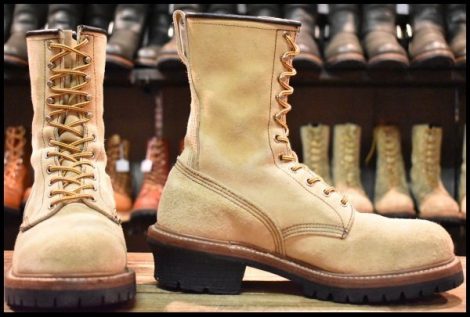【8.5D 良品 09年】レッドウィング 8211 スエード ロガー ホーソーン ラフアウト スチールトゥ 編み上げ ロング ブーツ redwing HOPESMORE