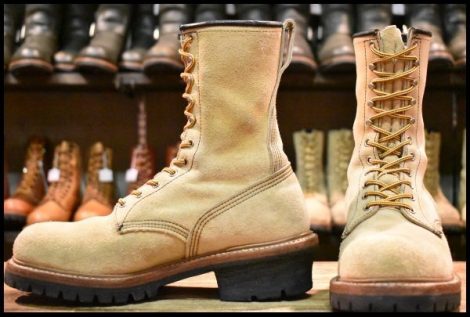 【8.5D 良品 09年】レッドウィング 8211 スエード ロガー ホーソーン ラフアウト スチールトゥ 編み上げ ロング ブーツ redwing HOPESMORE