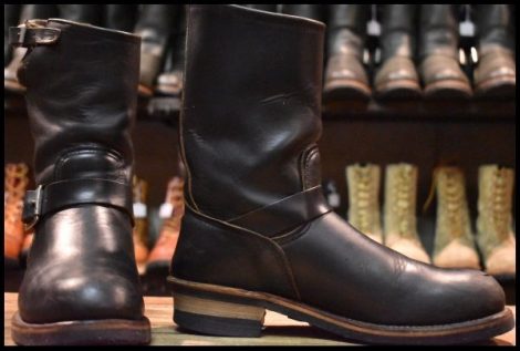 【8.5D 良品 PT91刺繍 97年】レッドウィング 2268 エンジニア 黒 ブラッククローム スチールトゥ プルオン ブーツ redwing HOPESMORE