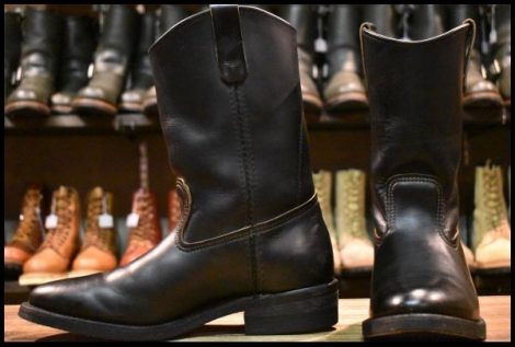 【8E 良品 旧羽タグ 95年】レッドウィング 8155 ペコス 黒 ブラッククローム プルオン ブーツ redwing pecos HOPESMORE