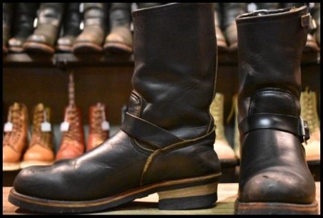 【8.5D 良品 PT91刺繍 97年】レッドウィング 2268 エンジニア 黒 ブラッククローム スチールトゥ プルオン ブーツ redwing HOPESMORE
