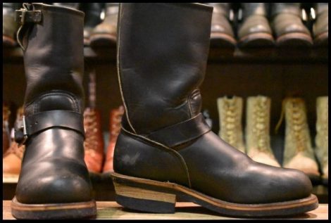 【5.5D 良品 PT91刺繍 98年】レッドウィング 2268 エンジニア 黒 ブラッククローム スチールトゥ プルオン ブーツ redwing HOPESMORE