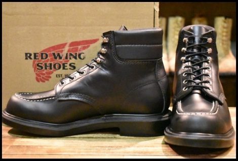 【8.5E 箱付 美品 23年】レッドウィング 8133 スーパーソール 黒 ブラッククローム モックトゥ 編み上げ ブーツ redwing HOPESMORE