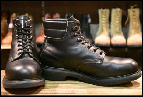 【9E 良品 PT91刺繍 98年】レッドウィング 2243 スーパーソール 黒 ブラッククローム ラウンドトゥ 編み上げ ブーツ redwing HOPESMORE