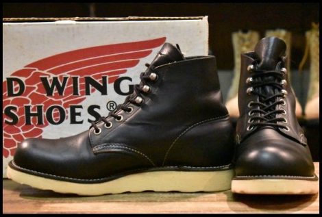 【6D 箱付 良品 犬タグ】レッドウィング 8165 アイリッシュセッター 黒 ブラッククローム プレーントゥ 編み上げ ブーツ redwing HOPESMORE