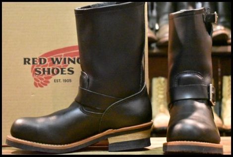 【7D 箱付 美品 16年】レッドウィング 2268 エンジニア 黒 ブラッククローム スチールトゥ プルオン ブーツ redwing HOPESMORE