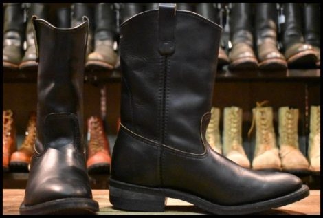 【9E 良品 旧羽タグ 95年】レッドウィング 8155 ペコス 黒 ブラッククローム プルオン ブーツ redwing pecos HOPESMORE