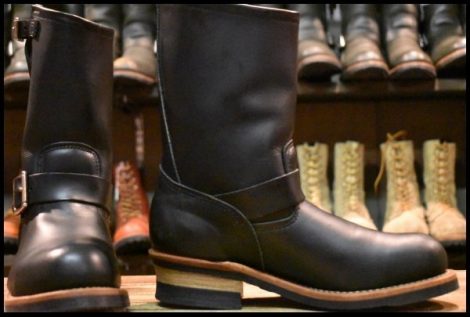 【7D 箱付 美品 16年】レッドウィング 2268 エンジニア 黒 ブラッククローム スチールトゥ プルオン ブーツ redwing HOPESMORE