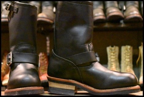 【5D 美品 09年】レッドウィング 2268 エンジニア 黒 ブラッククローム スチールトゥ プルオン ブーツ redwing HOPESMORE