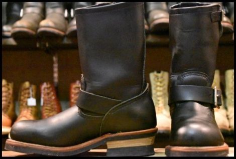 【5D 美品 09年】レッドウィング 2268 エンジニア 黒 ブラッククローム スチールトゥ プルオン ブーツ redwing HOPESMORE