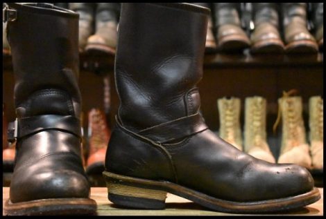 【8D 良品 PT91刺繍】レッドウィング 2268 エンジニア 黒 ブラッククローム スチールトゥ プルオン ブーツ redwing HOPESMORE