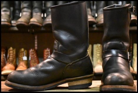 【8D 良品 PT91刺繍】レッドウィング 2268 エンジニア 黒 ブラッククローム スチールトゥ プルオン ブーツ redwing HOPESMORE