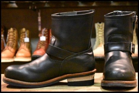 【8D 良品 11年】レッドウィング 2976 ショート エンジニア 黒 ブラッククローム スチールトゥ プルオン ブーツ redwing HOPESMORE