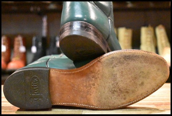 9B 良品】JUSTIN ジャスティン ウエスタンブーツ 3088 グリーン 緑