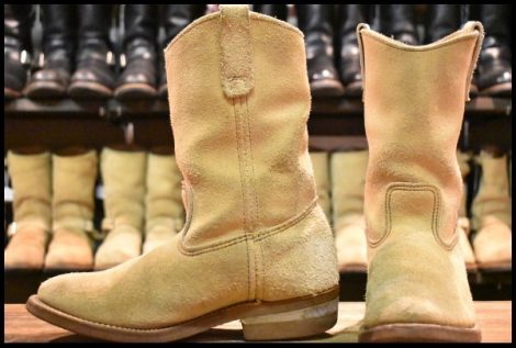 【7.5E 良品 旧羽タグ】レッドウィング 8156 スエード ペコス タン ラフアウト ベージュ プルオン ブーツ redwing pecos HOPESMORE