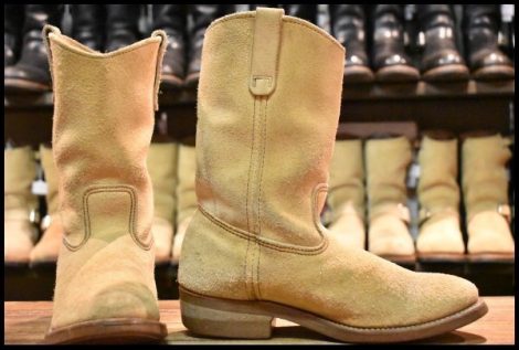 【7.5E 良品 旧羽タグ】レッドウィング 8156 スエード ペコス タン ラフアウト ベージュ プルオン ブーツ redwing pecos HOPESMORE
