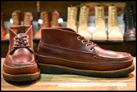 【8E 良品】RUSSELL MOCCASIN ラッセルモカシン スポーティングクレーチャッカ バーガンディクロムエクセル ダブルモカシン HOPESMORE