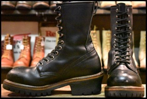 【8D 良品 PT91刺繍】レッドウィング 2218 ロガー 黒 ブラック スチールトゥ 編み上げ ブーツ redwing HOPESMORE