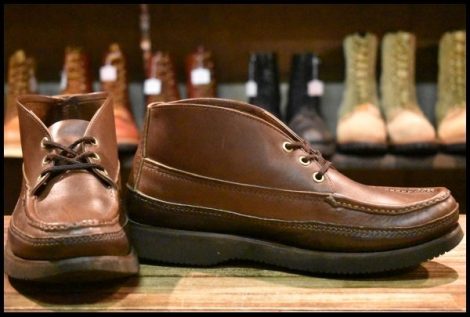 【8.5EE 良品】RUSSELL MOCCASIN ラッセルモカシン スポーティングクレーチャッカ ダークブラウン×ブラウン ダブルモカシン HOPESMORE