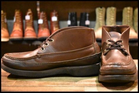 【8.5EE 良品】RUSSELL MOCCASIN ラッセルモカシン スポーティングクレーチャッカ ダークブラウン×ブラウン ダブルモカシン HOPESMORE