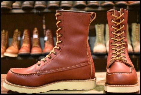 【7D 美品 犬タグ復刻 18年】レッドウィング 8877 アイリッシュセッター 赤茶 オロラセット モック ロング ブーツ redwing HOPESMORE