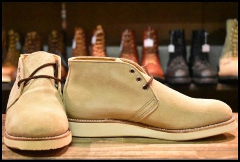 【8.5E 箱付 DEAD 羽タグ 00年】レッドウィング 8895 スエード チャッカ タン ラフアウト 短靴 ベージュ ブーツ redwing HOPESMORE