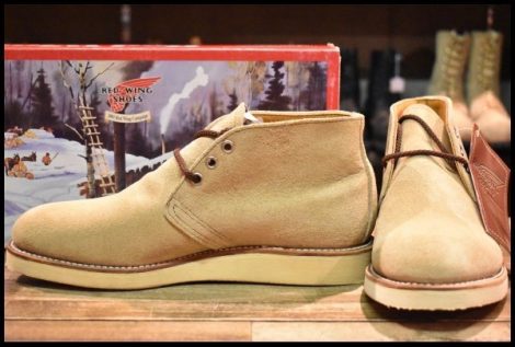 【8.5E 箱付 DEAD 羽タグ 00年】レッドウィング 8895 スエード チャッカ タン ラフアウト 短靴 ベージュ ブーツ redwing HOPESMORE