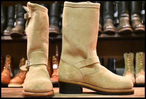 【5.5M 箱付 DEAD PT83 Cマーク 黒タグ】Chippewa チペワ 90863L スエード エンジニア ベージュ ラフアウト ブーツ 8268 HOPESMORE
