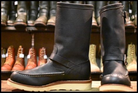 【8E 美品 黒タグ】Chippewa チペワ 97878 HIGHLANDER ハイランダー エンジニア ビムラム4014 ブラック ブーツ HOPESMORE