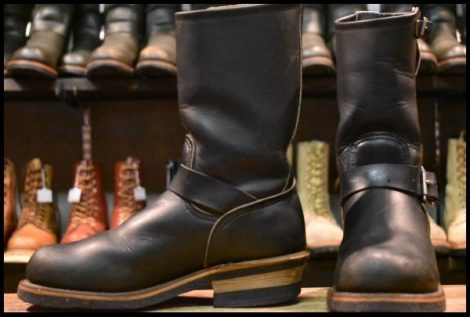 【5.5D 良品 PT91刺繍 98年】レッドウィング 2268 エンジニア 黒 ブラッククローム スチールトゥ プルオン ブーツ redwing HOPESMORE
