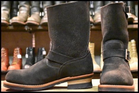 【8.5D 美品 10年】レッドウィング 8274 黒スエード エンジニア ブラック ラフアウト スチールトゥ プルオン ブーツ redwing HOPESMORE