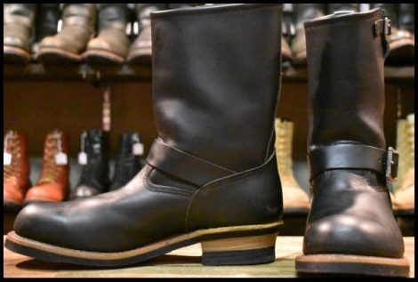 【9.5D 美品 08年】レッドウィング 2268 エンジニア 黒 ブラッククローム スチールトゥ プルオン ブーツ redwing HOPESMORE