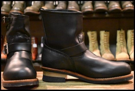 【9.5D 箱付 美品 12年】レッドウィング 2976 ショート エンジニア 黒 ブラッククローム スチールトゥ ブーツ redwing HOPESMORE