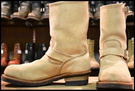 【9D 良品 11年】レッドウィング 8268 スエード エンジニア ラフアウト スチールトゥ ベージュ ブーツ redwing HOPESMORE