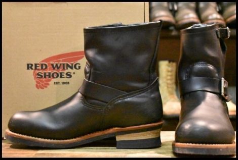 【9.5D 箱付 美品 12年】レッドウィング 2976 ショート エンジニア 黒 ブラッククローム スチールトゥ ブーツ redwing HOPESMORE