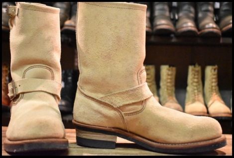 【9D 良品 11年】レッドウィング 8268 スエード エンジニア ラフアウト スチールトゥ ベージュ ブーツ redwing HOPESMORE