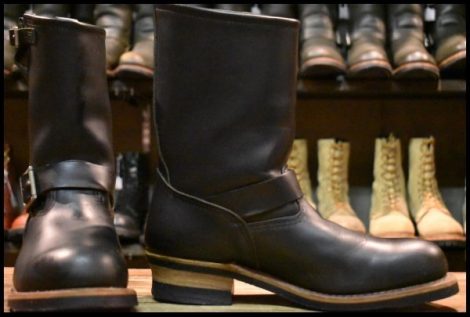 【9.5D 美品 08年】レッドウィング 2268 エンジニア 黒 ブラッククローム スチールトゥ プルオン ブーツ redwing HOPESMORE