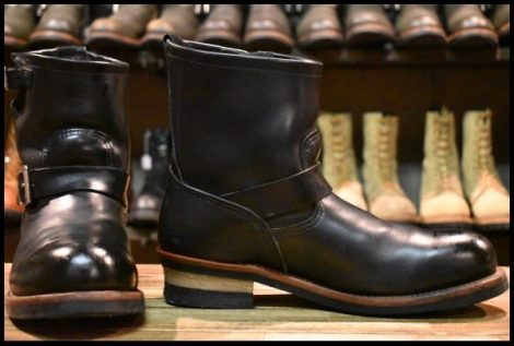 【10D 良品 10年】レッドウィング 2976 ショート エンジニア 黒 ブラッククローム スチールトゥ ブーツ redwing HOPESMORE