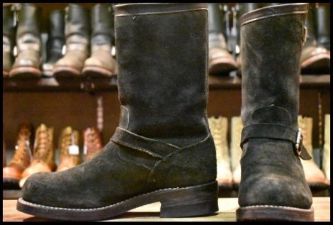 【8E 良品 黒タグ】Chippewa チペワ 91069 黒スエード エンジニア ブラック ラフアウト スチールトゥ 11インチハイト ブーツ HOPESMORE