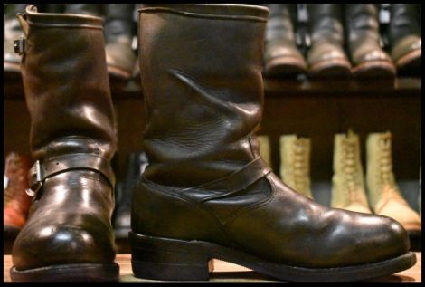 【10D 中古 黒タグ Cマーク PT83】Chippewa チペワ エンジニア 27863 黒 ブラック スチールトゥ 11インチハイト ブーツ HOPESMORE