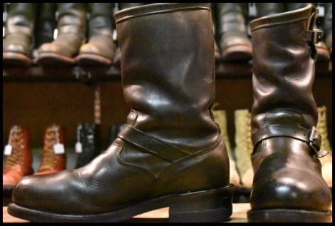 【10D 中古 黒タグ Cマーク PT83】Chippewa チペワ エンジニア 27863 黒 ブラック スチールトゥ 11インチハイト ブーツ HOPESMORE