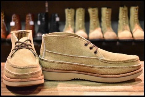 【9E 美品】RUSSELL MOCCASIN ラッセルモカシン スポーティングクレーチャッカ ララミースエード トリプルバンプ 短靴 ブーツ HOPESMORE