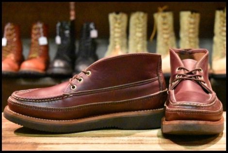 【8E 良品】RUSSELL MOCCASIN ラッセルモカシン スポーティングクレーチャッカ バーガンディ クロムエクセル 短靴 ブーツ HOPESMORE