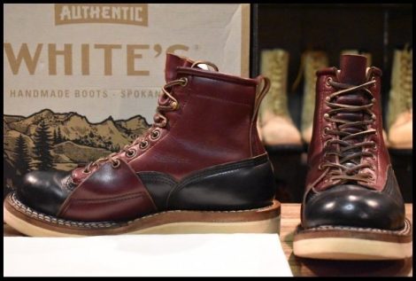 【6E 箱付 良品】WHITE’S ホワイツ スモークジャンパーLTT 350LTT-CC ブラック×バーガンディ ノースウエスト ビブラム ブーツ HOPESMORE