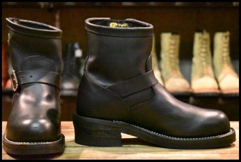 【7E 箱付 美品 黒タグ】Chippewa チペワ 1901M58 ショートエンジニア ブラック 黒 スチールトゥ ビブラム ブーツ HOPESMORE