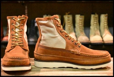 【8E 美品】RUSSELL MOCCASIN ラッセルモカシン サファリ ダブルモカシン スエード×キャンバス ビブラム4014 ブーツ HOPESMORE