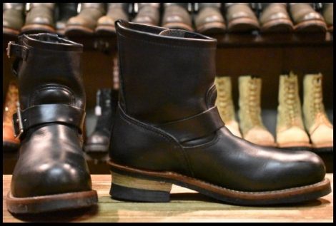 【8D 良品 11年】レッドウィング 2976 ショート エンジニア 黒 ブラッククローム スチールトゥ プルオン ブーツ redwing HOPESMORE