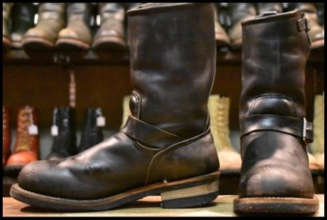 【8D 良品 PT91プリント 95年】レッドウィング 2268 エンジニア ブラッククローム スチールトゥ プルオン ブーツ redwing HOPESMORE