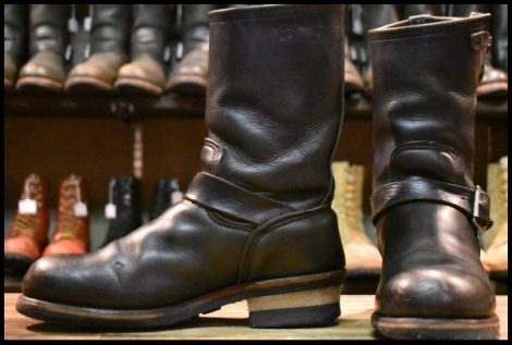 【7.5D 中古 PT83 縦羽タグ 85年11月刻印】レッドウィング 2268 エンジニア ブラッククローム スチールトゥ ブーツ redwing HOPESMORE